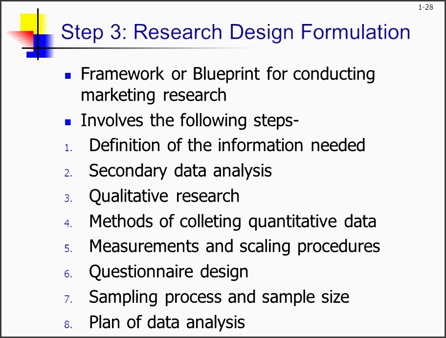 1 28 step 3 research design formulation framework or blueprint for conducting marketing research