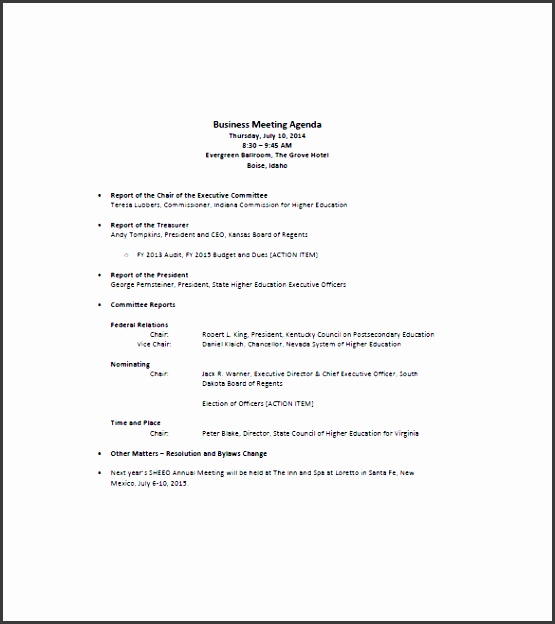 business meeting agenda format