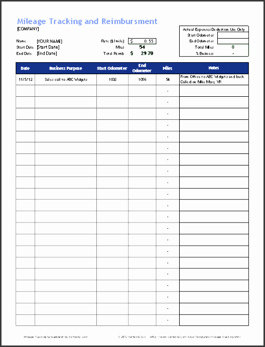mileage tracking and reimbursement form
