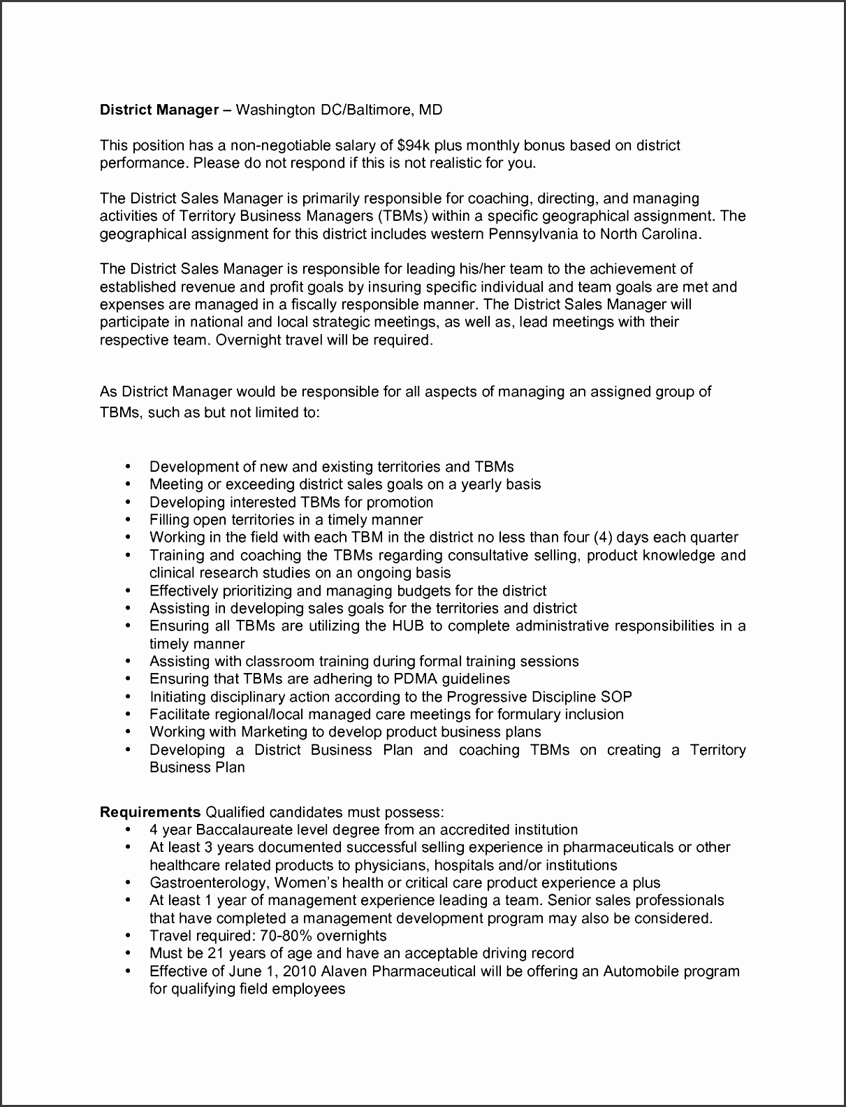 sample district sales plan district sales manager 1 year business plan