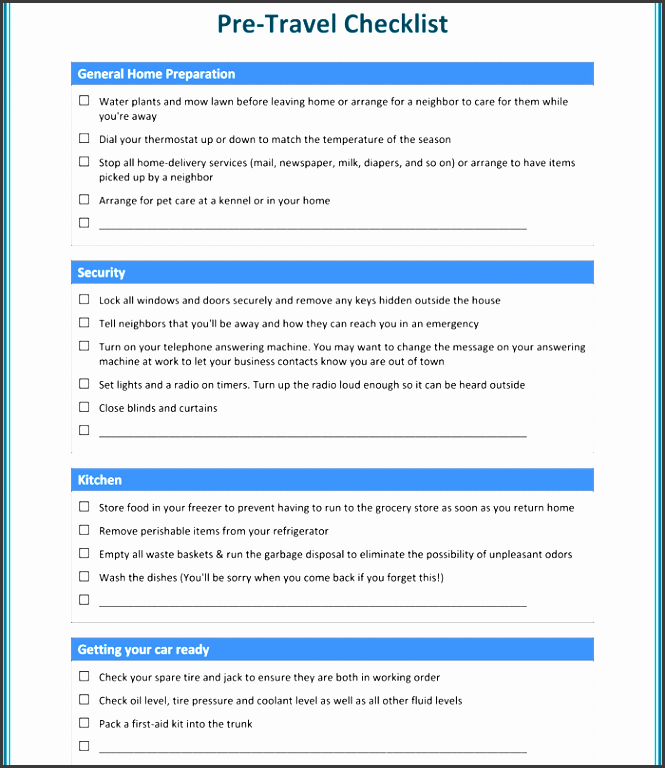 free travel checklist template for perfect traveling