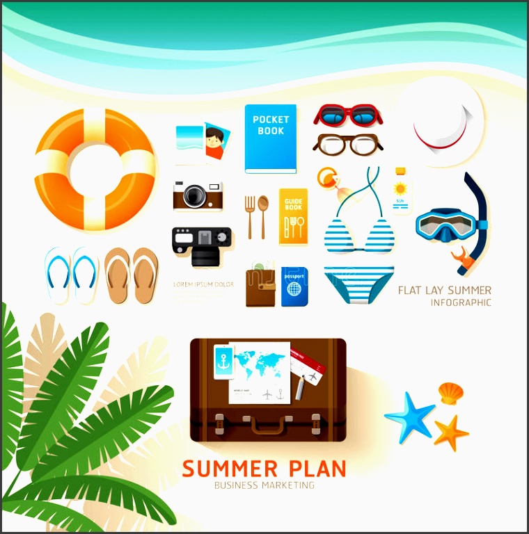 infographic travel planning a summer vacation business flat lay stock vector image