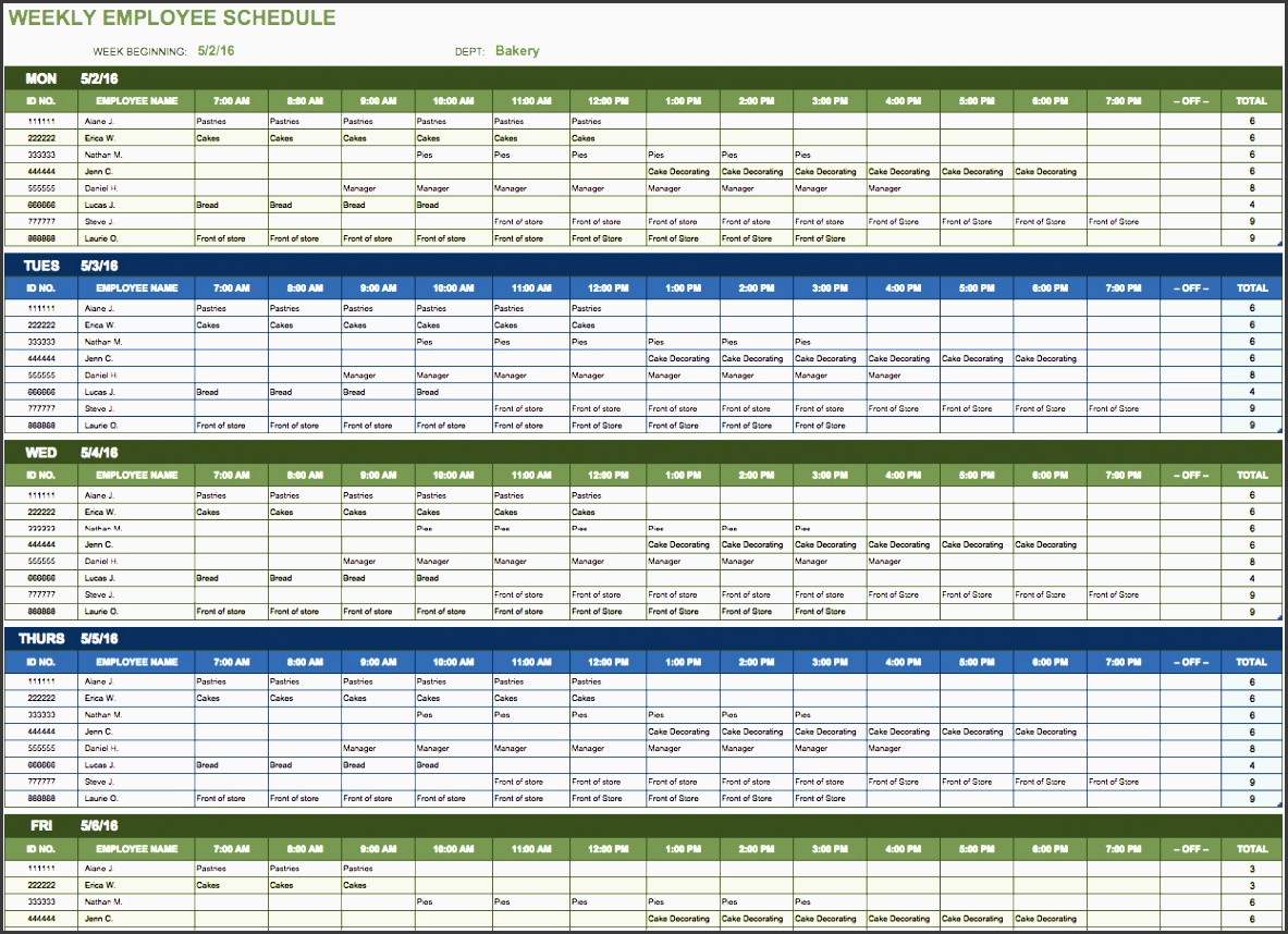 weeklyemployeeschedule weekly employee schedule template