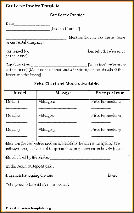 car rental receipt templater lease invoice template