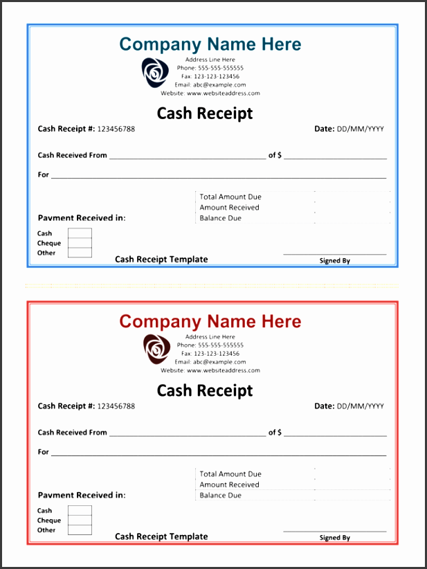cash receipt template 5 printable cash receipt formats cash receipts template