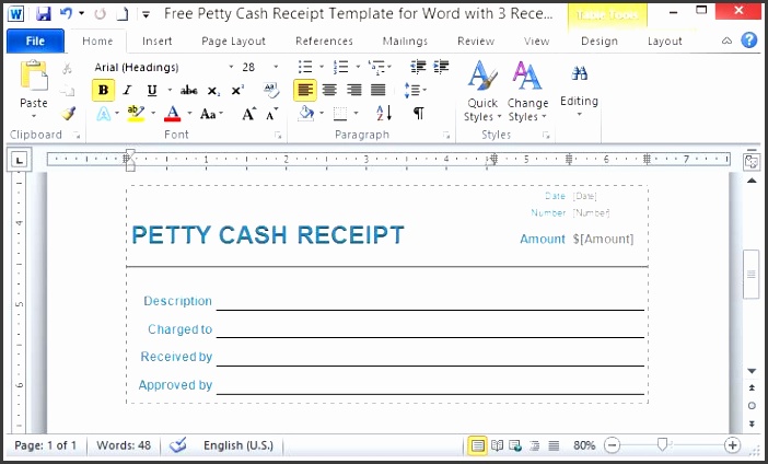 detailed petty cash receipt template