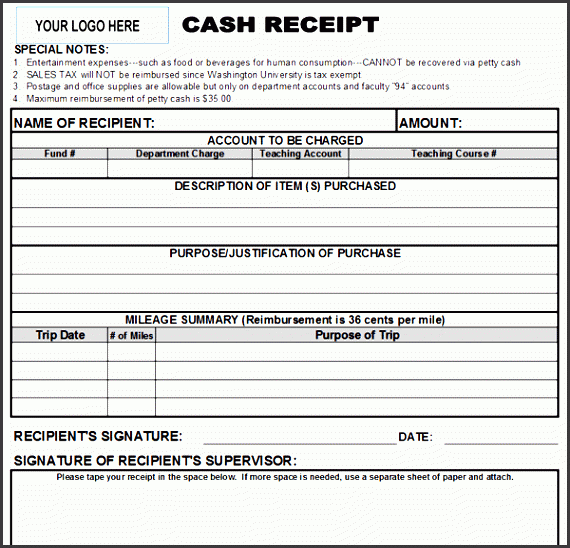 professional cash receipt
