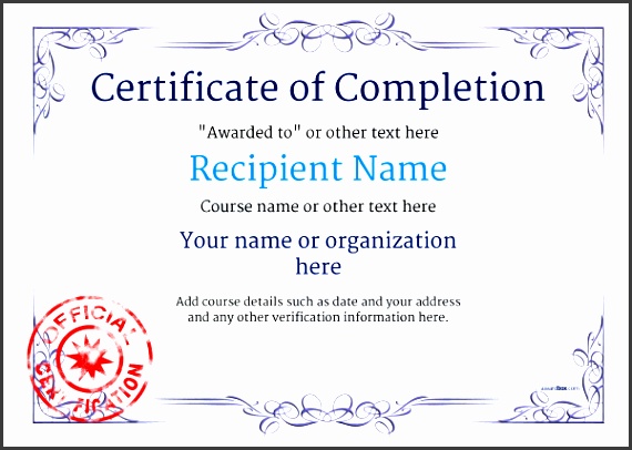 free certificate of pletion
