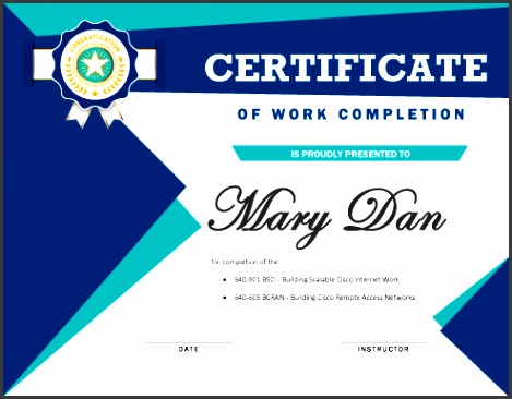 work pletion certificate template