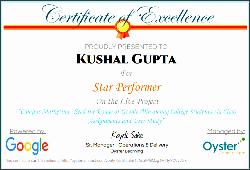 sample certificate coe star performer