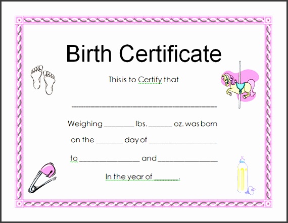blank printable baby birth certificate template