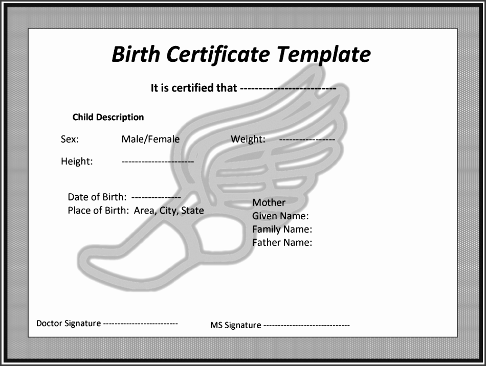 sample child birth certificate template