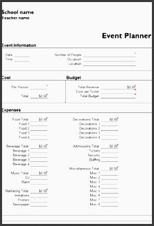 microsoft excel event planner template
