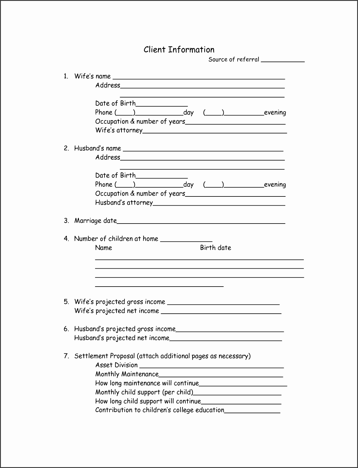 10 Client Information Sheet Format SampleTemplatess SampleTemplatess