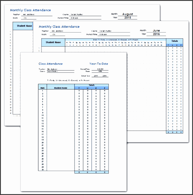 track classroom attendance over a full school year using this student classroom attendance template for excel