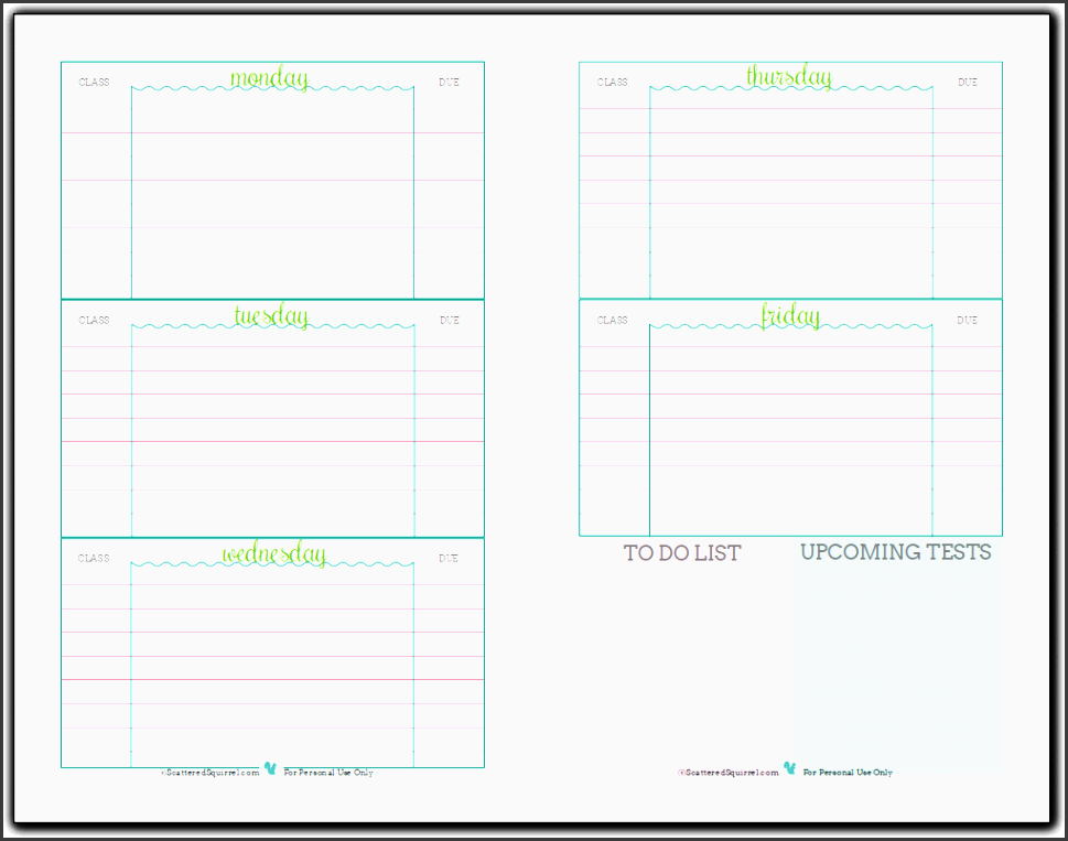 college homework planner adhd and executive functioning weekly homework planner