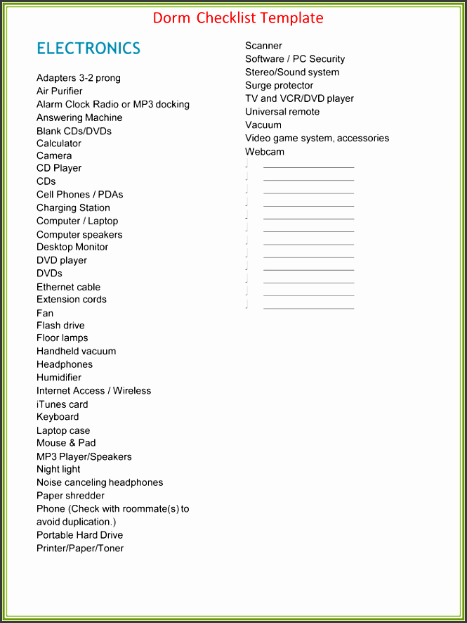 dorm checklist tempalte page 01 college dorm room checklist template college board