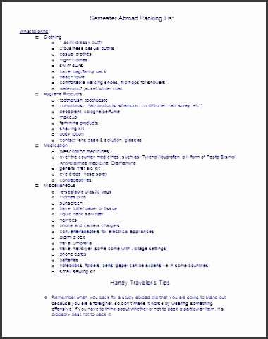 multipurpose packing list template