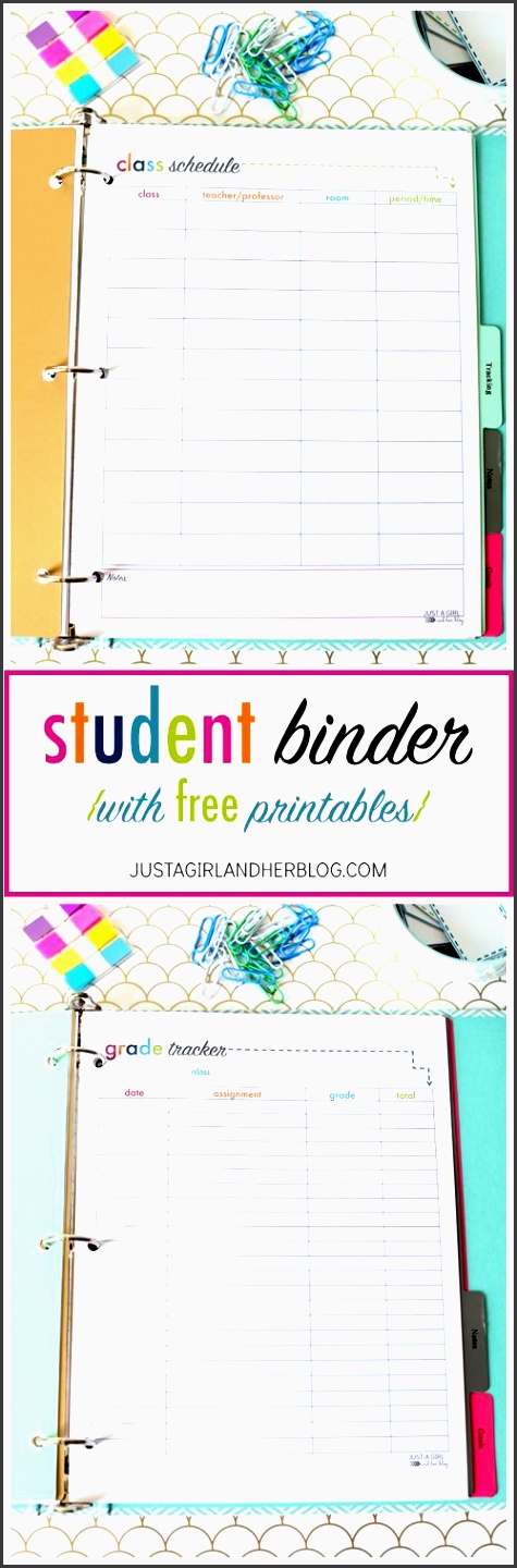 student binder for back to school with free printables