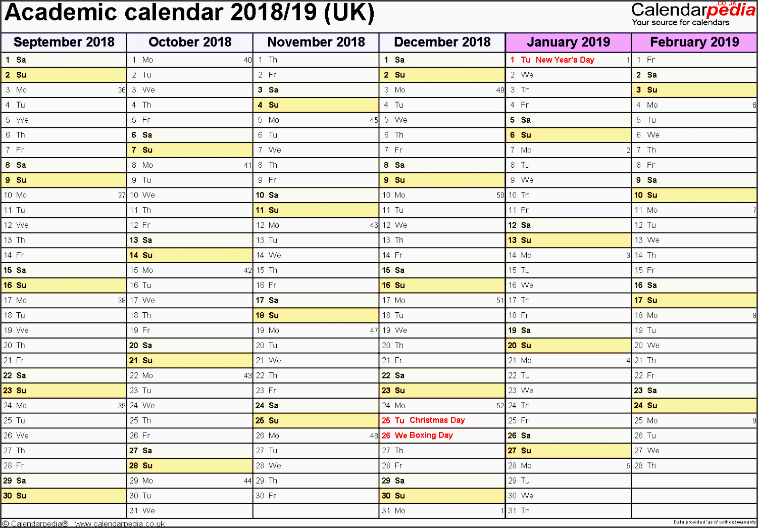 template 3 academic year calendars 2018 19 as word template landscape orientation