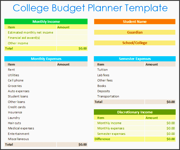 bud planner templates