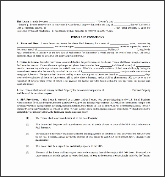 mercial lease agreement template