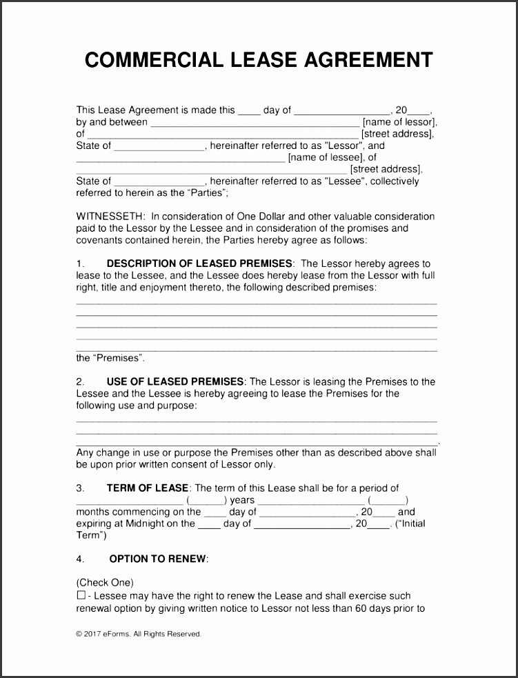 free mercial rental lease agreement templates pdf word eforms free fillable forms