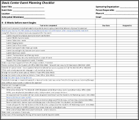 davis center event planning checklist free pdf format
