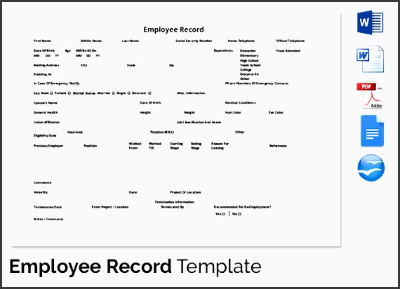 pany employee record template
