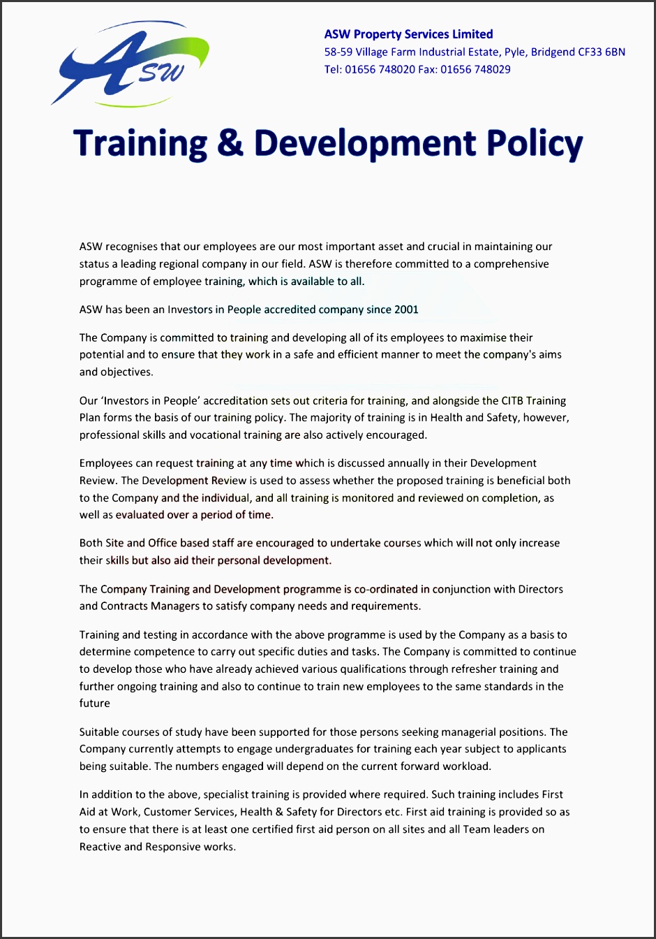 asw training and development policy 2016 edition 1