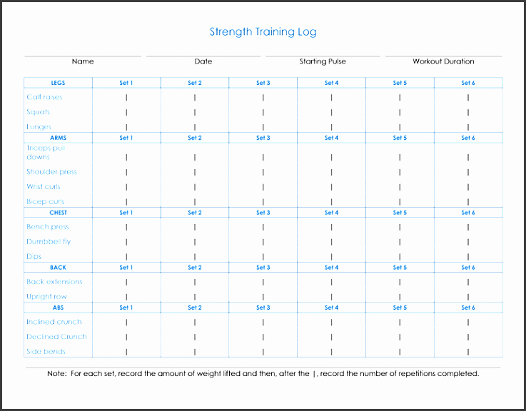 daily strength training log