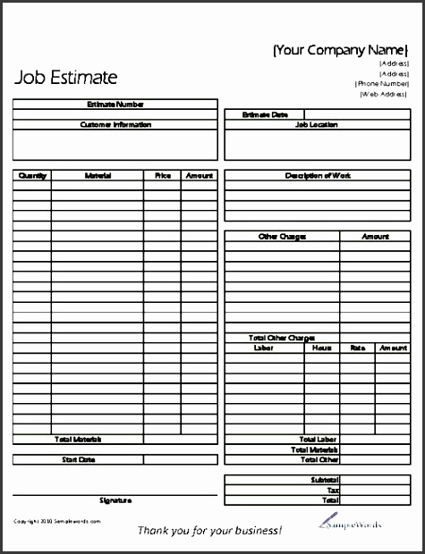 the basic job estimate form is to be used by any type of business contractor painter or person that may be in business for themselves to provide a