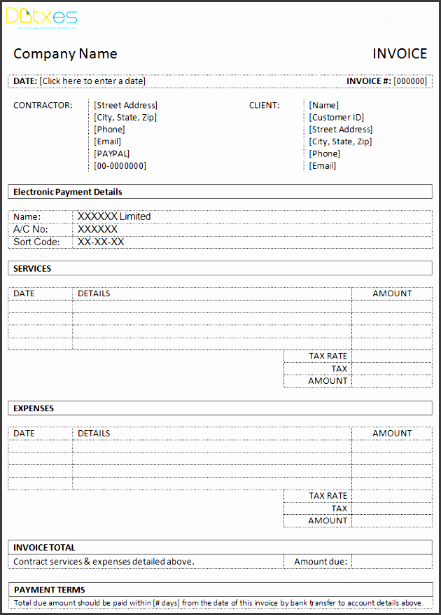 contractor invoice template contractor invoice template with bank transfer method