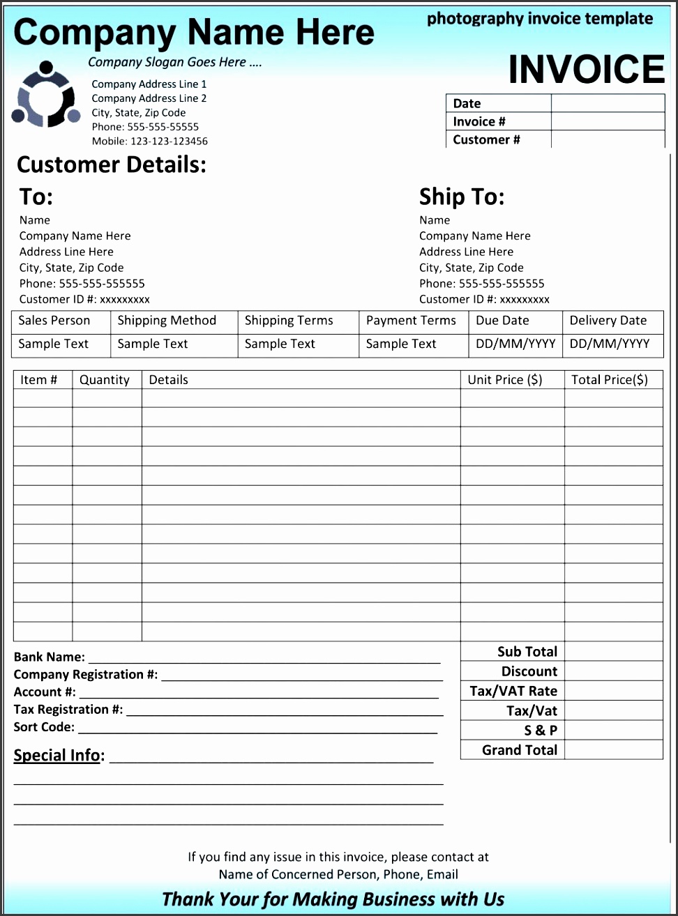 service invoice large contractor invoice template word free