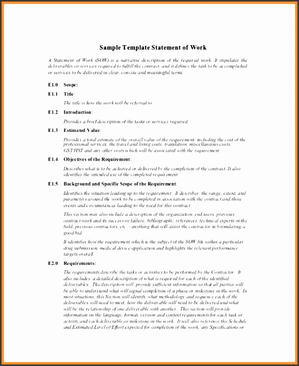 work statement example statement of work sample template