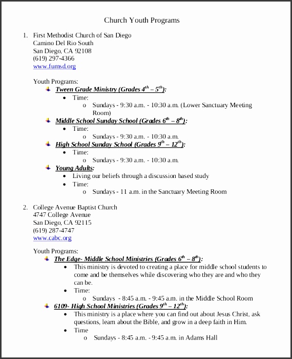 church event youth program template