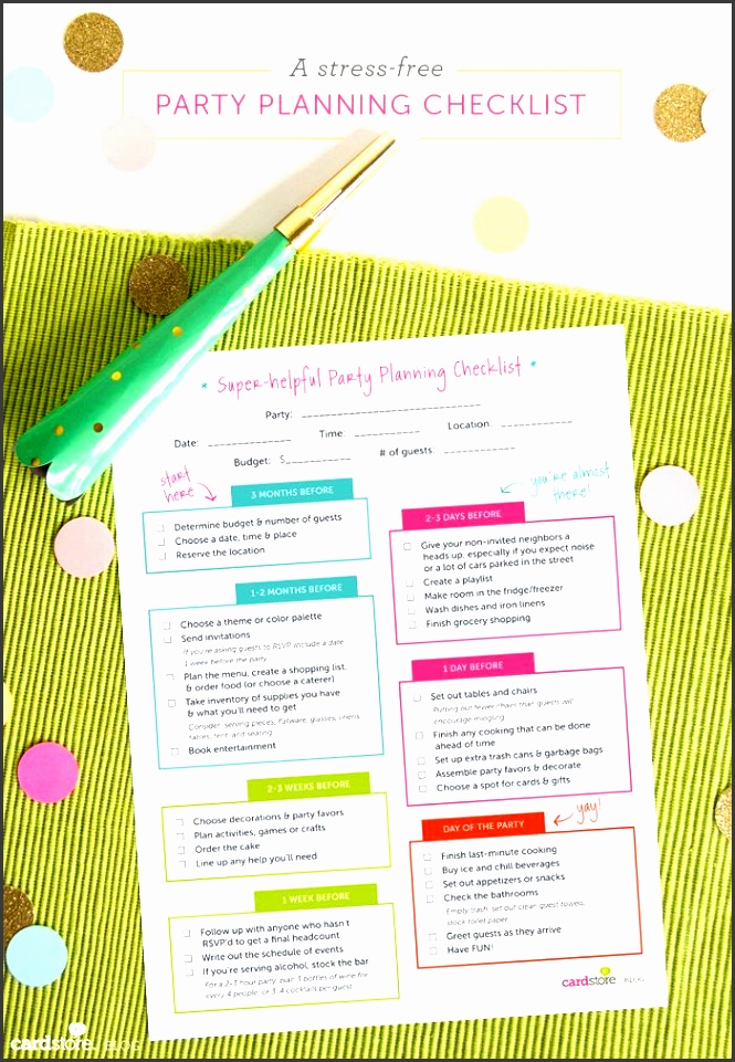 a stress free party planning checklist and a free printable