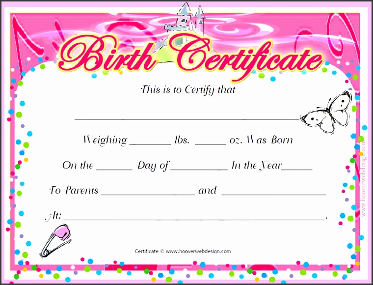 birth certificate template sample