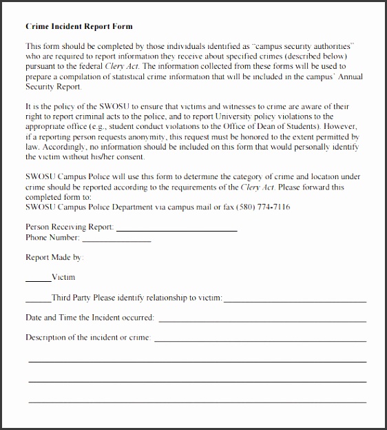 crime incident report template