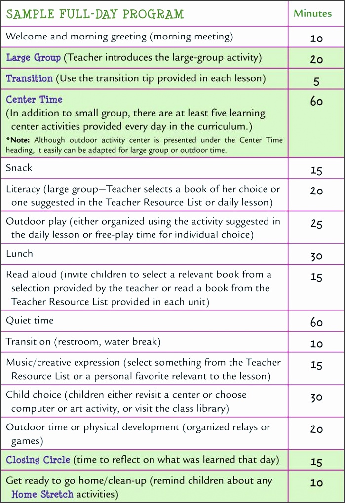 learn every day the preschool curriculum sample schedules