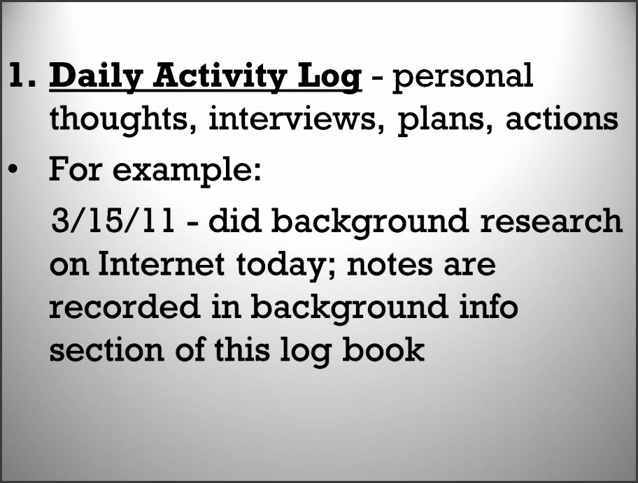 7 daily activity log