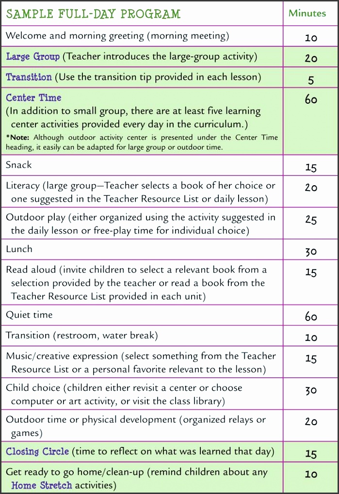 learn every day the preschool curriculum sample schedules