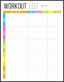workout log exercise log printable for health and fitness instant
