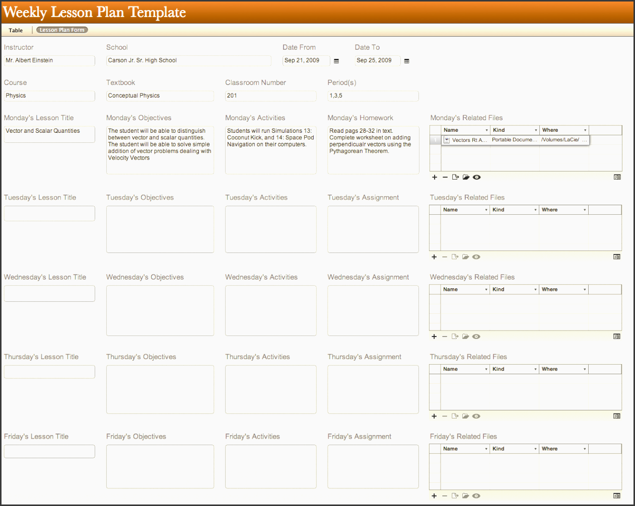 daily lesson plan template