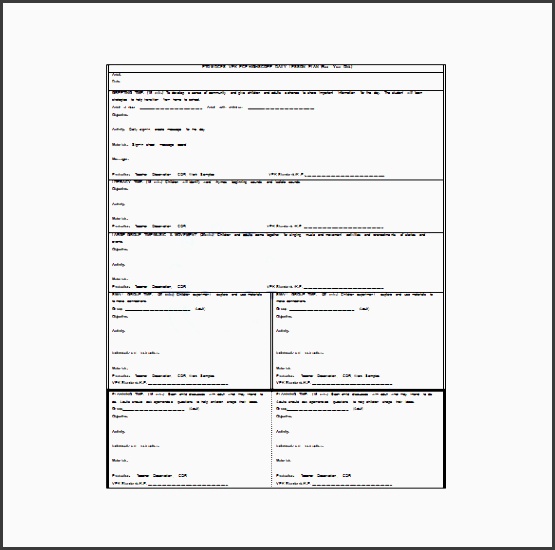 example of preschool daily lesson plan word free template