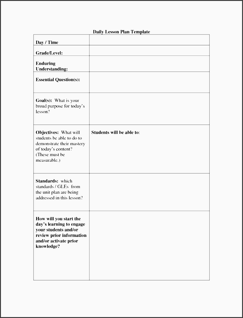 daily lesson plan template aplg planetariums org sample doc bed format for in nigeria examples