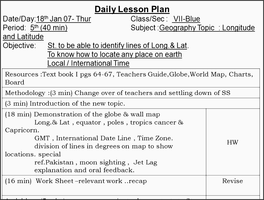 62 daily lesson plan