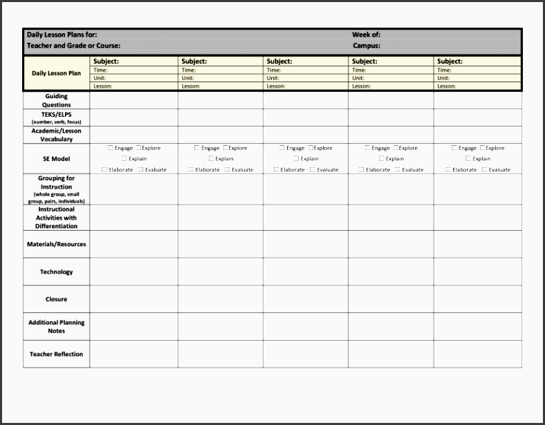 daily lesson plan template wo
