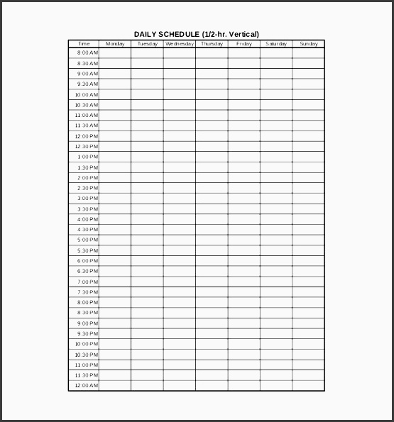sample daily schedule planner pdf format