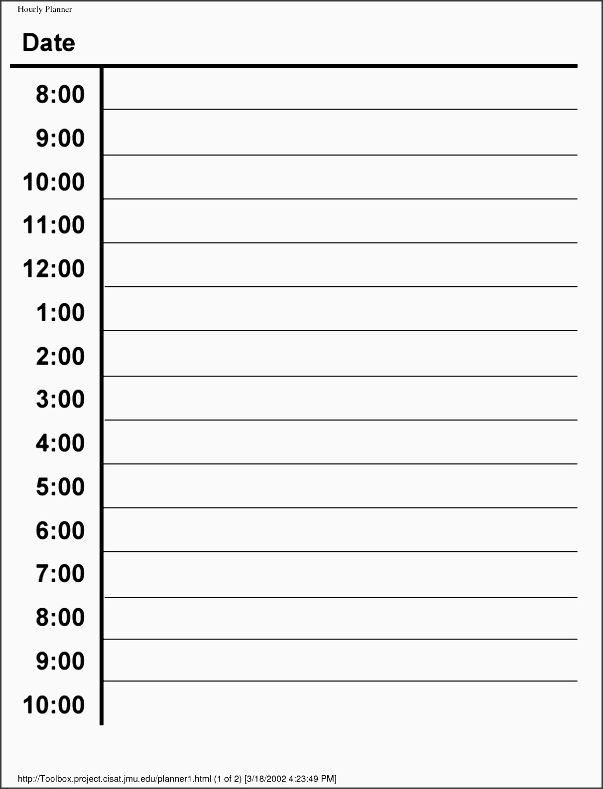 similiar printable daily schedule hour template keywords